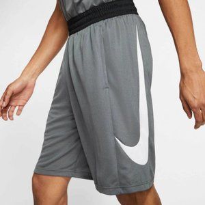 Nike Dri-FIT Men's 10" Basketball Training Gym Shorts Gray White